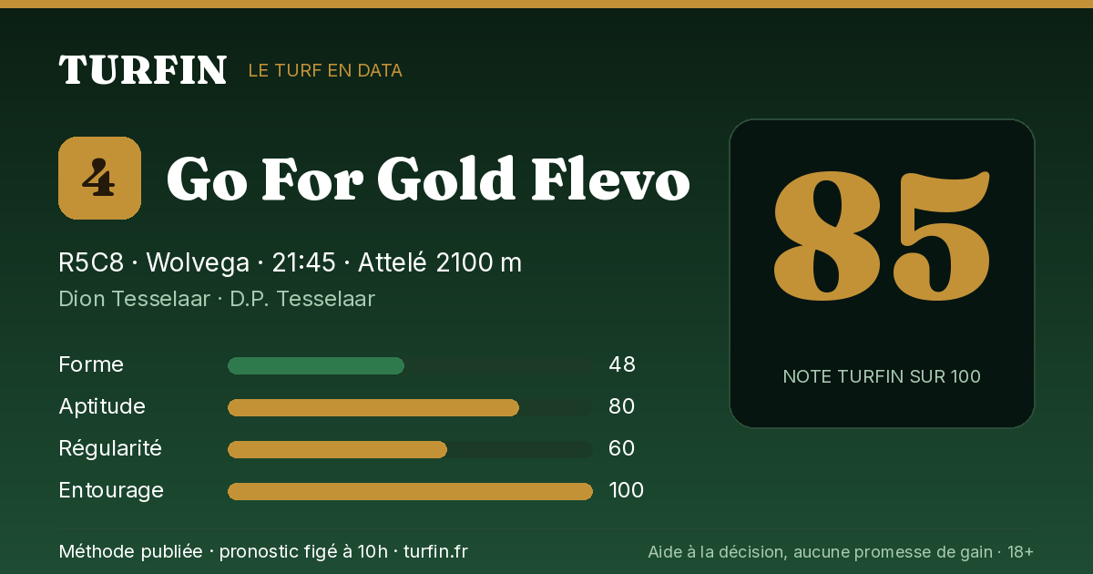 Go For Gold Flevo, noté 85 sur 100 par Turfin