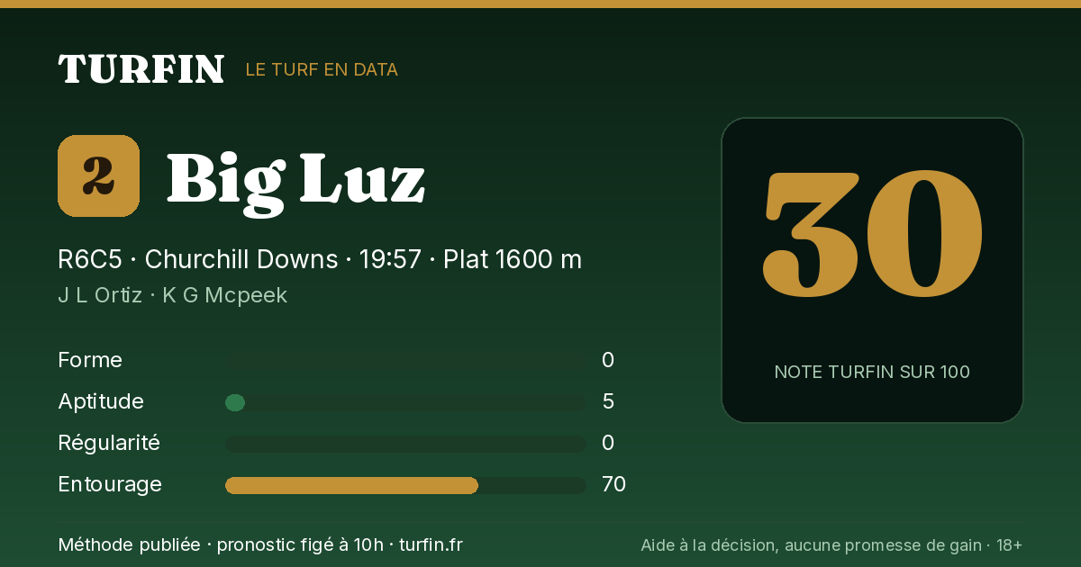 Big Luz, noté 30 sur 100 par Turfin